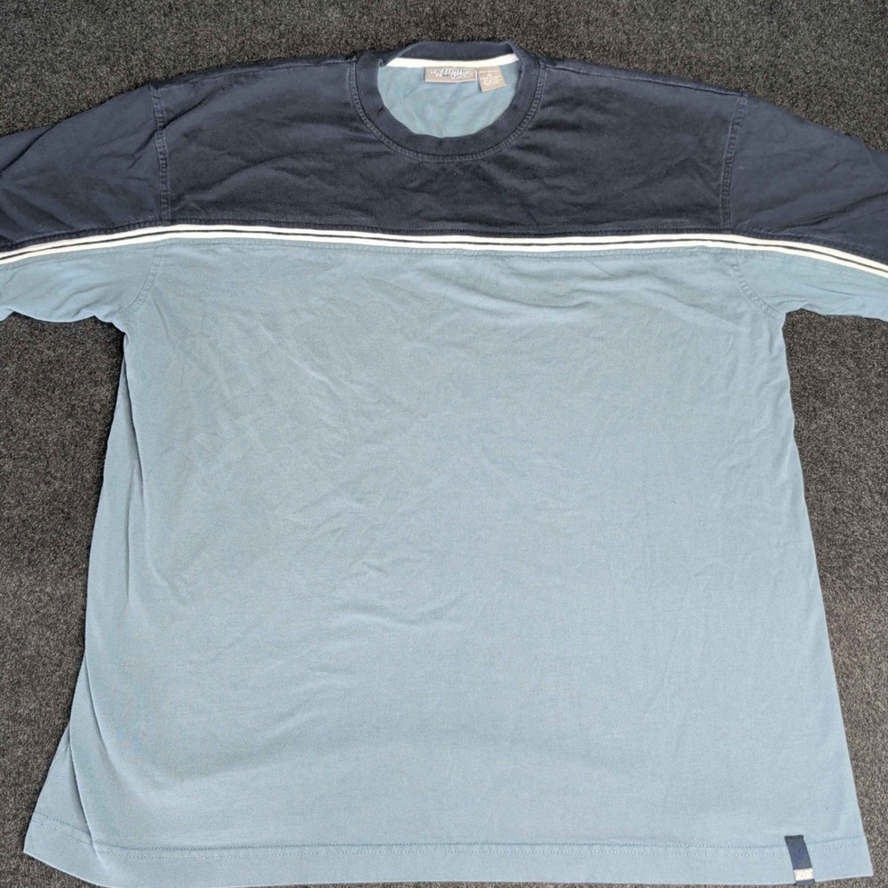 Extreme Gear T-Shirt Mens XL Blue Navy Colorblock Stripe Short Sleeve Cotton